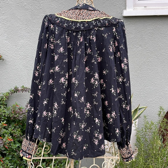 Free People Paloma Blouse ~ Black Floral - Picture 8 of 9